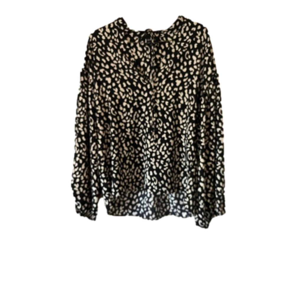 Bardot‎ blouse animal print office work black white xs REVOLVE